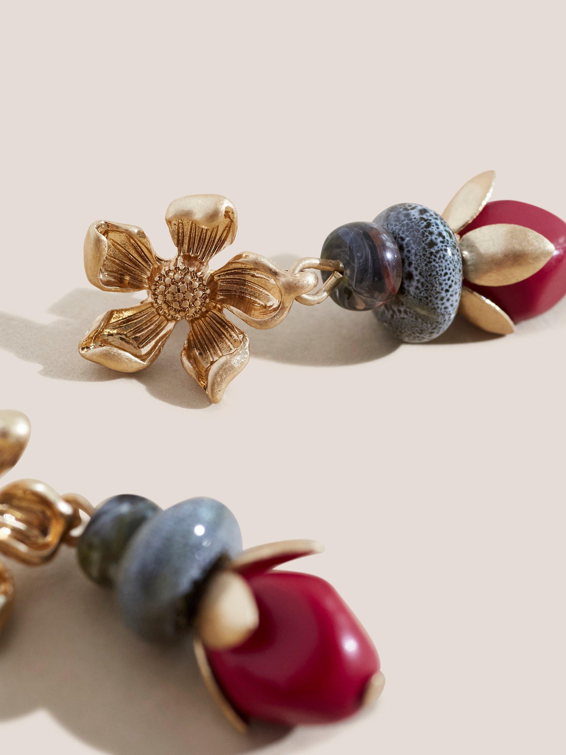 Floral Bead Earrings in RED MLT - FLAT DETAIL