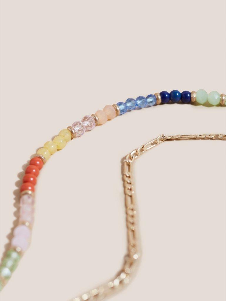 Rainbow Bead Bracelet in MID BLUE - FLAT DETAIL