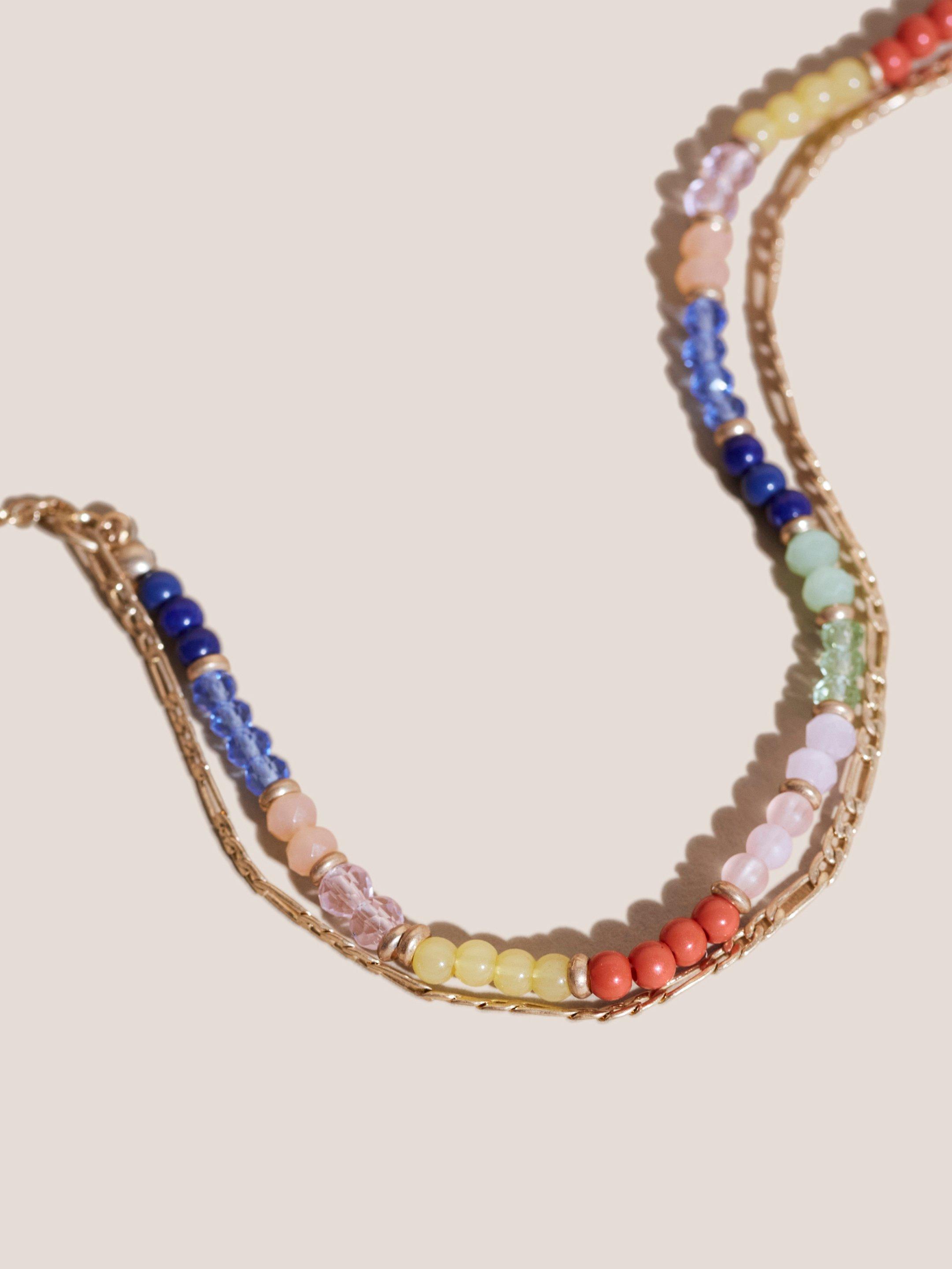 Rainbow Bead Bracelet in MID BLUE - FLAT FRONT