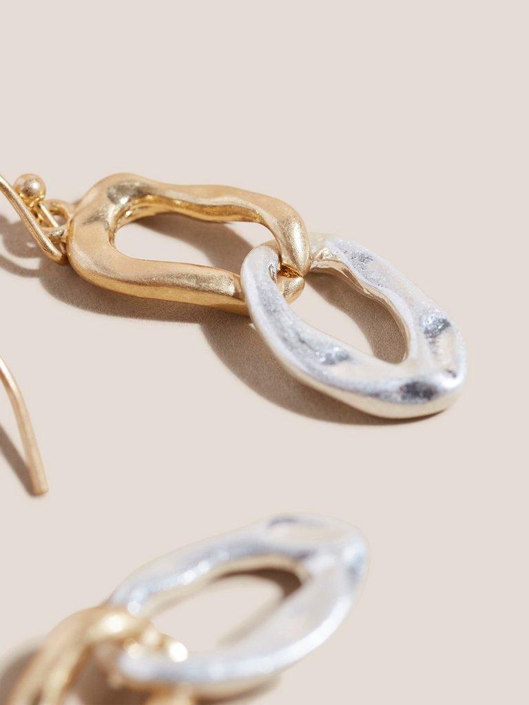 Mixed Metal Chain Drop Earrings in MIXED MET - FLAT DETAIL