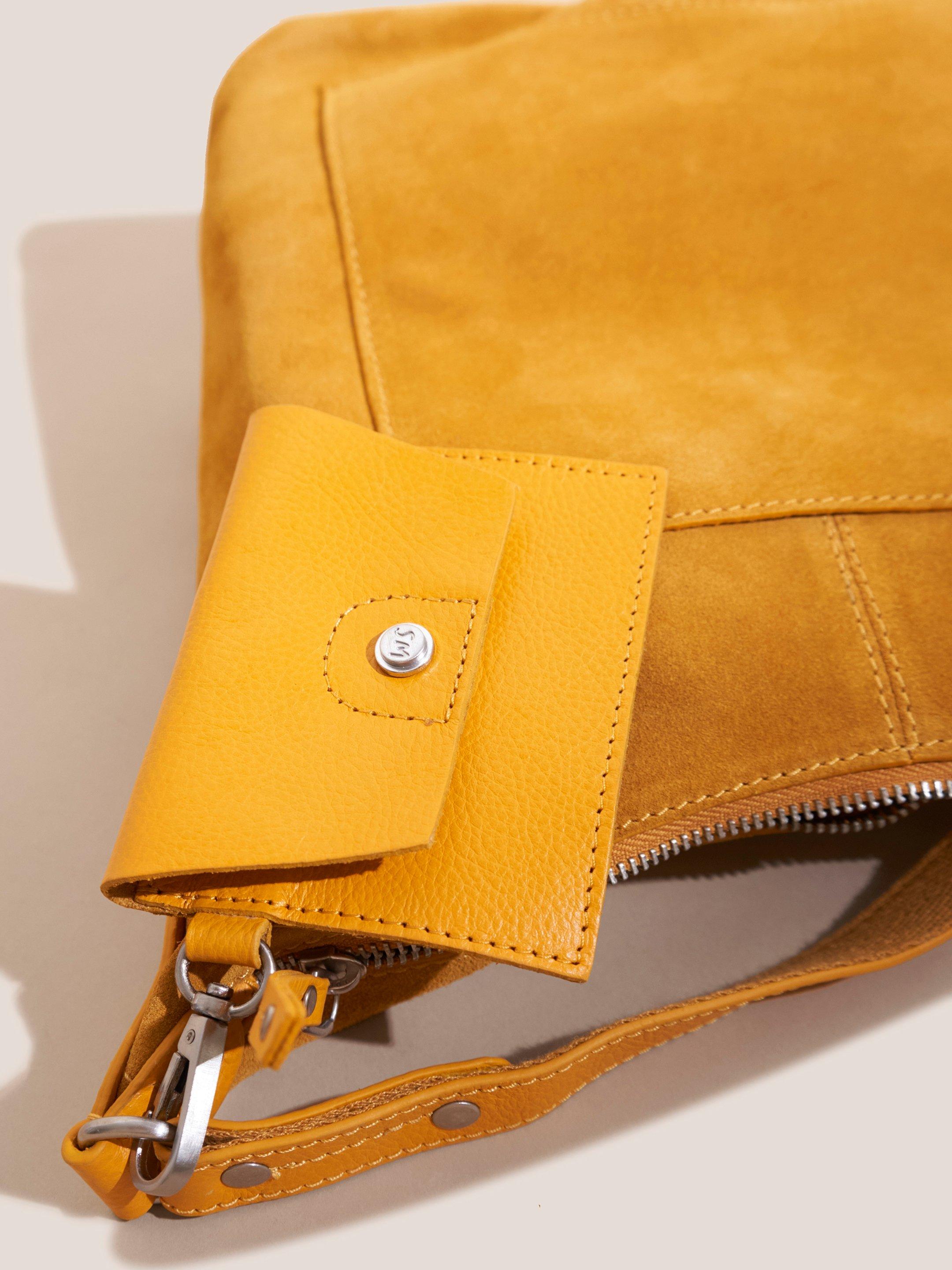 Fern Suede Crossbody in DP YELLOW - FLAT DETAIL