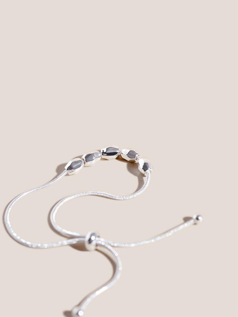 Silver Plated Bead Bracelet in SLV TN MET - FLAT BACK