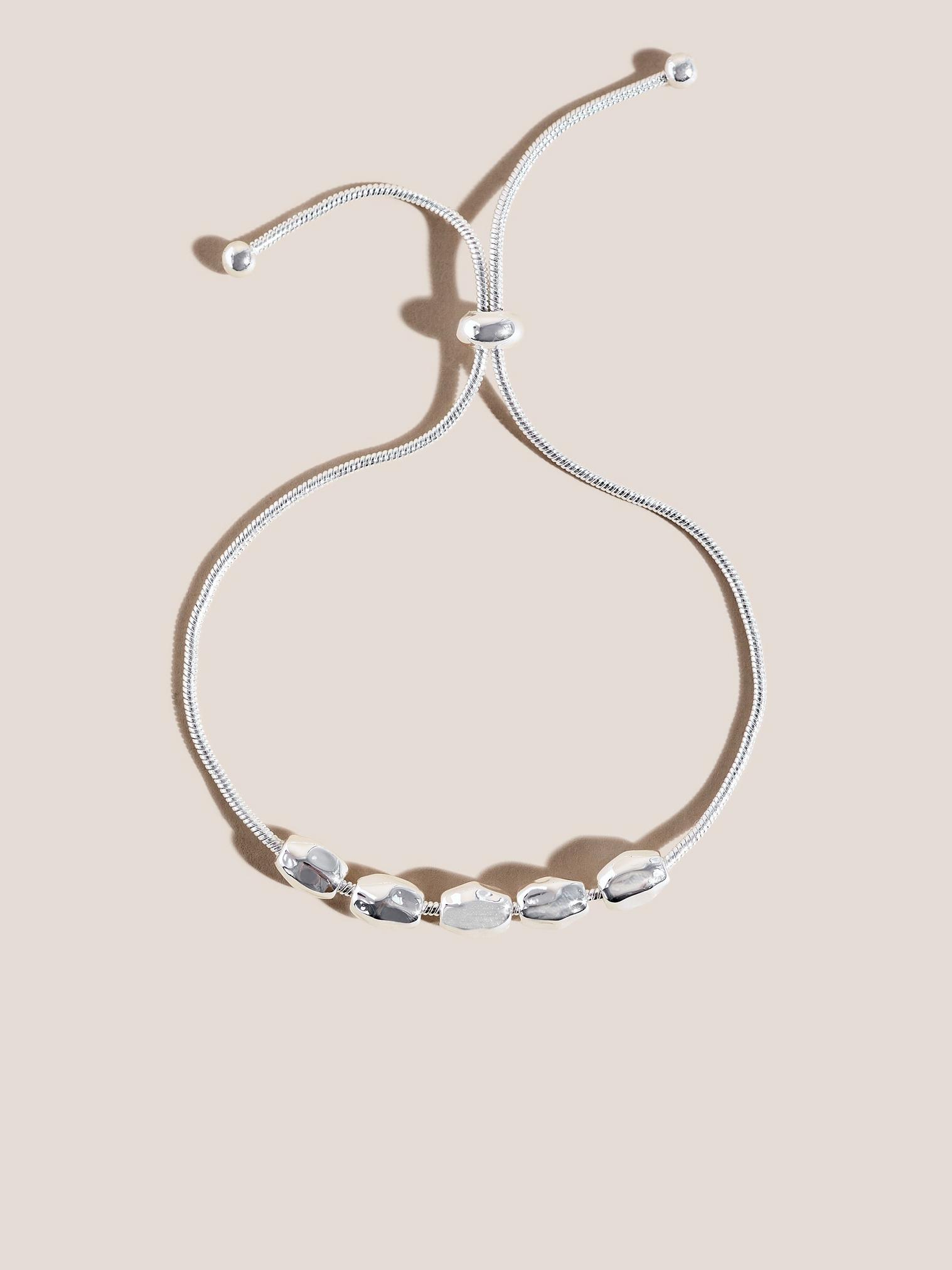 Silver Plated Bead Bracelet in SLV TN MET - FLAT FRONT