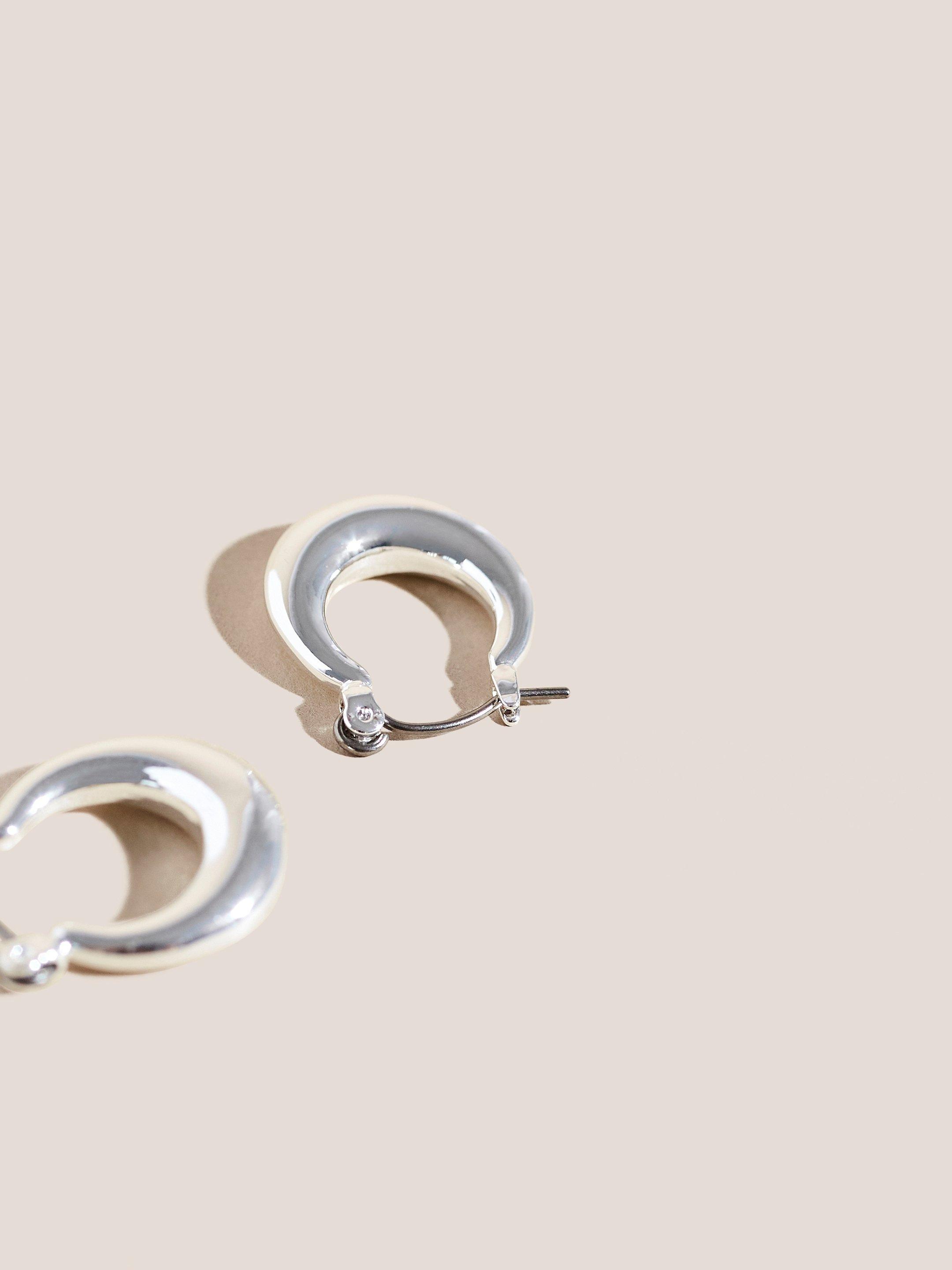 Silver Plated Hoop Earrings in SLV TN MET - FLAT BACK