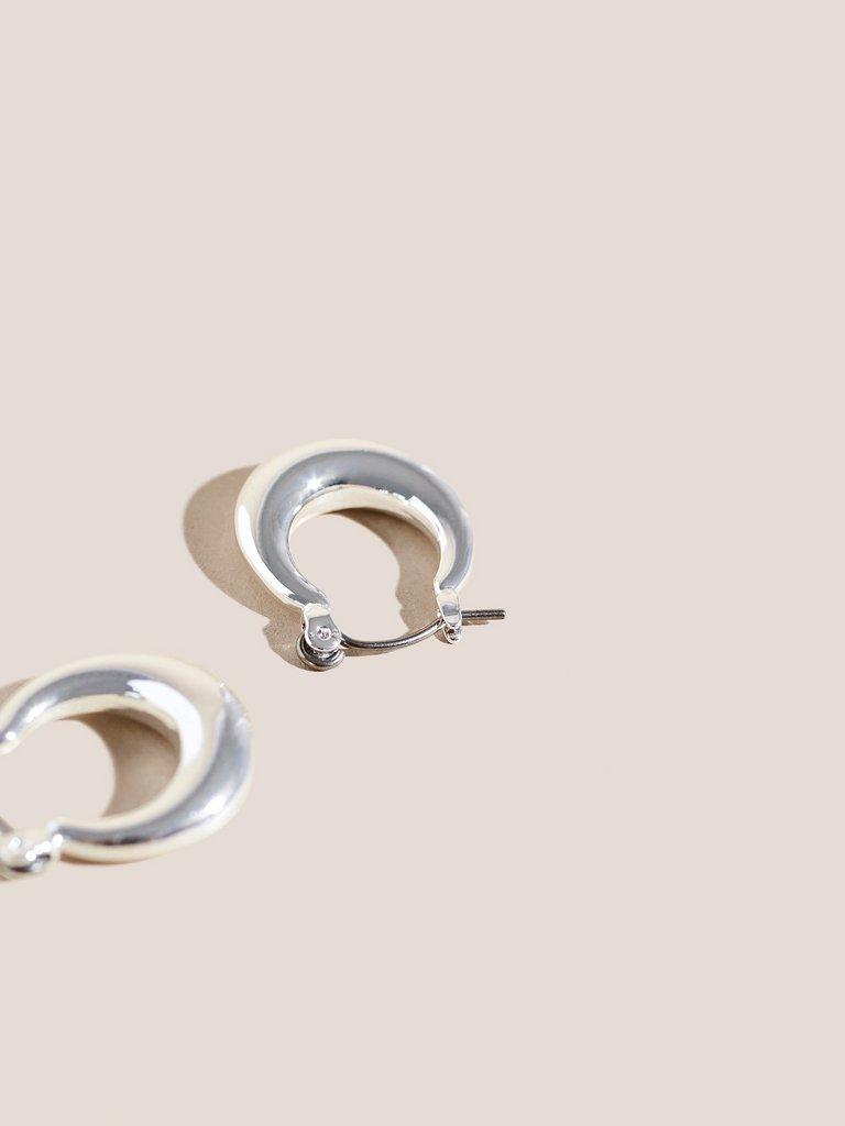Silver Plated Hoop Earrings in SLV TN MET - FLAT BACK