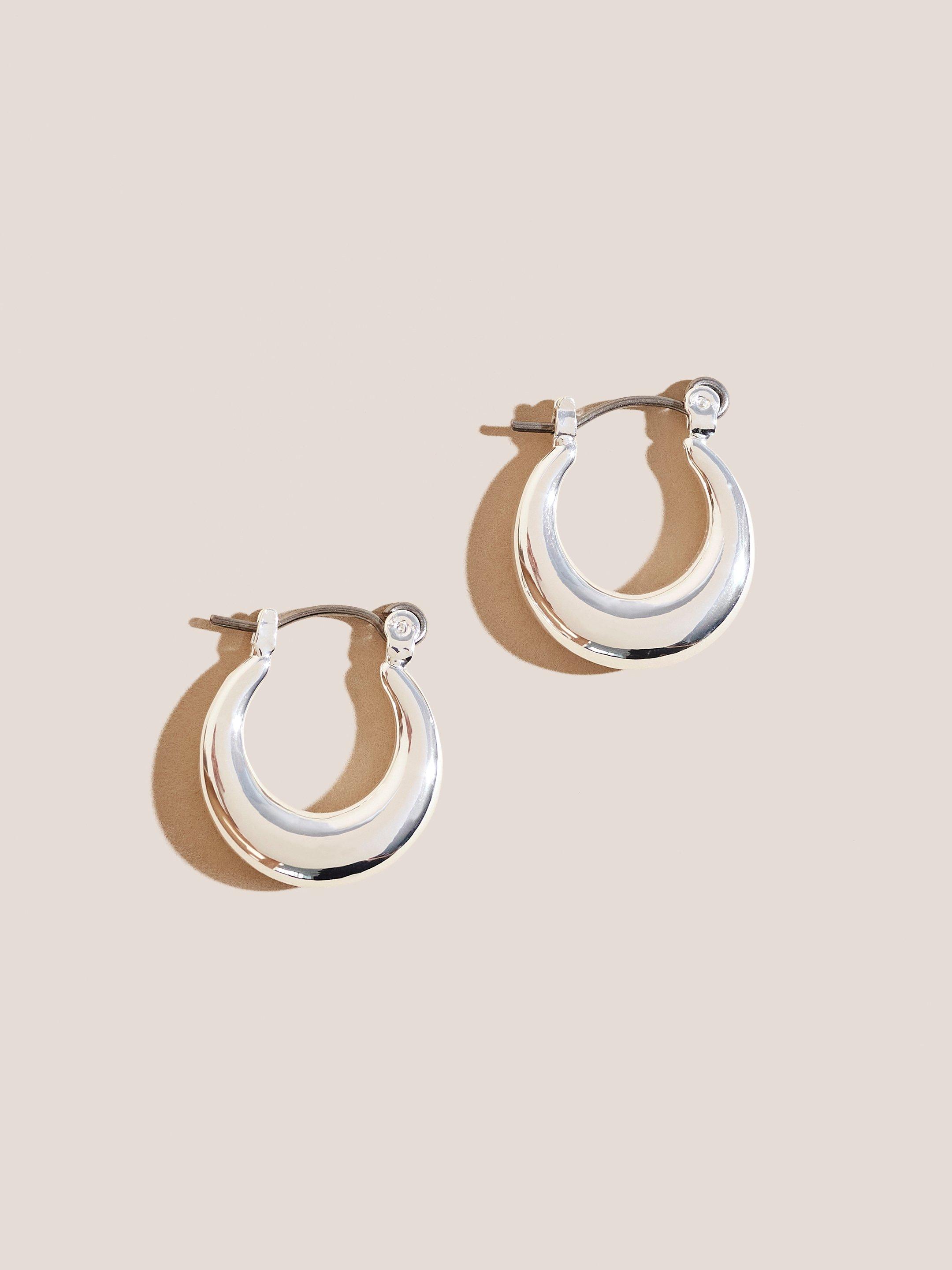 Silver Plated Hoop Earrings in SLV TN MET - FLAT FRONT