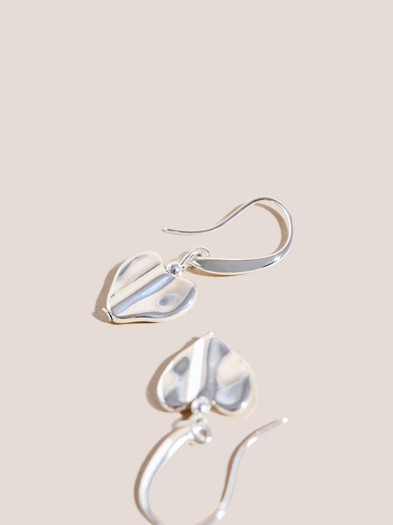 Silver Plated Heart Earrings in SLV TN MET - FLAT BACK