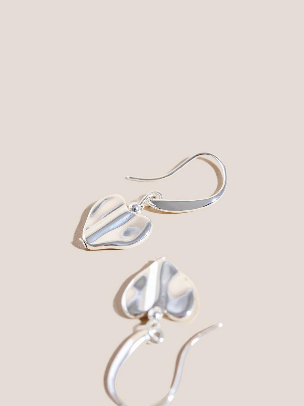 Silver Plated Heart Earrings in SLV TN MET - FLAT BACK