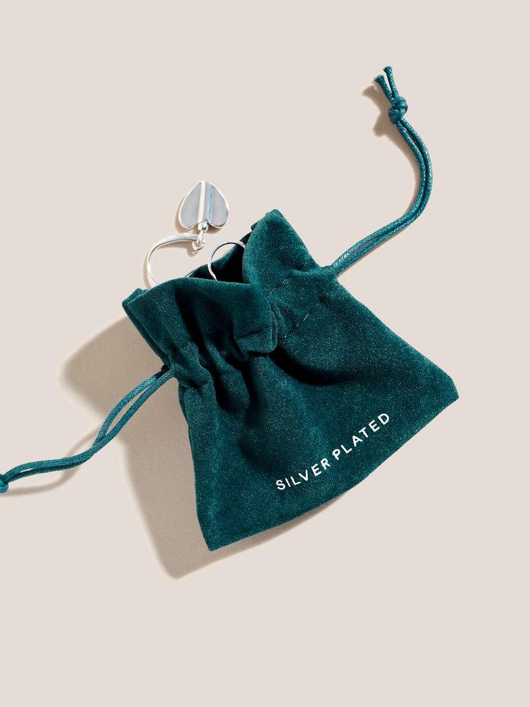 Silver Plated Heart Earrings in SLV TN MET - FLAT DETAIL