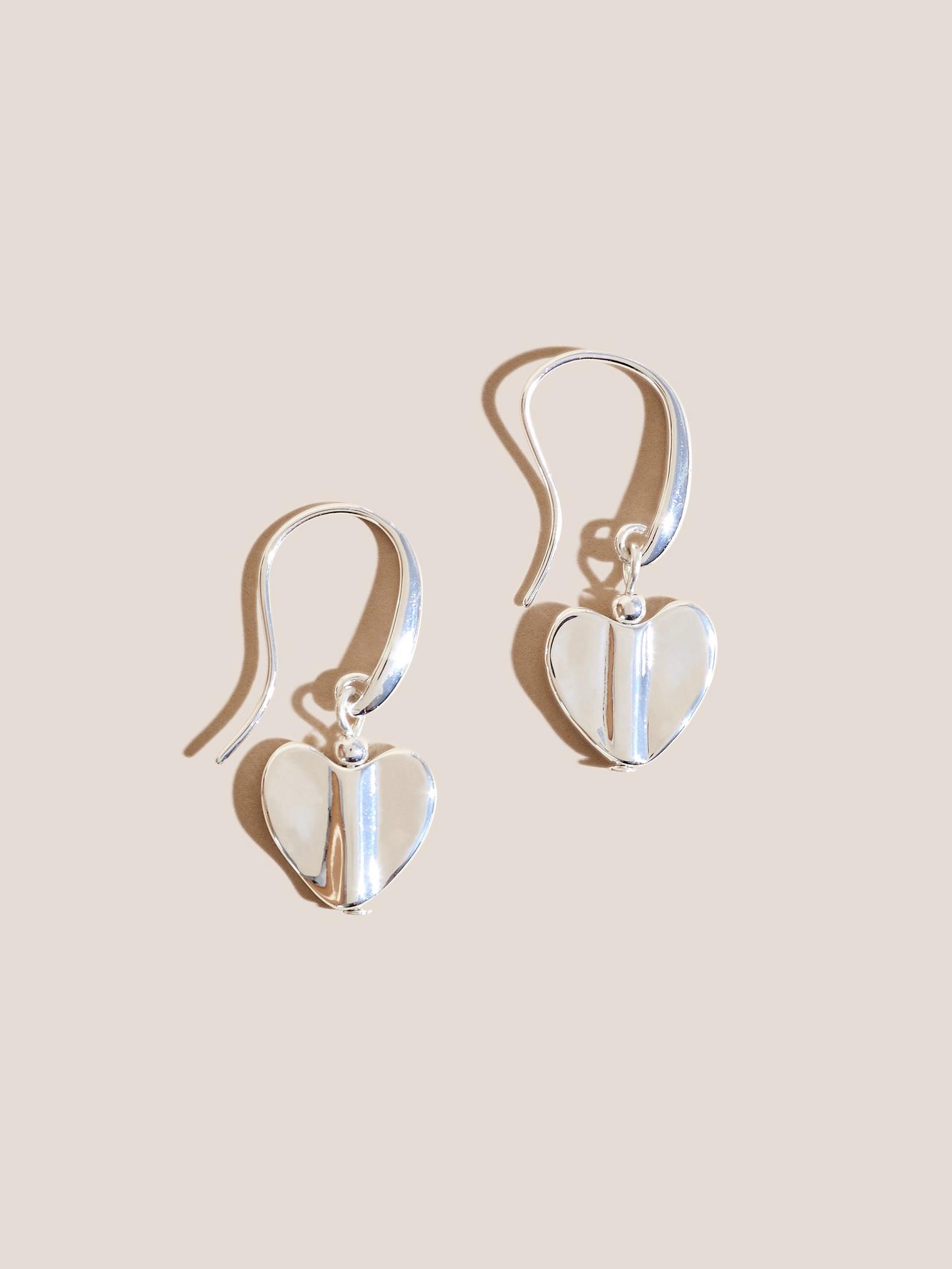 Silver Plated Heart Earrings in SLV TN MET - FLAT FRONT