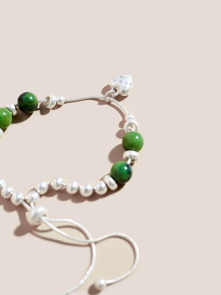 Bead Heart Friendship Bracelet in GREEN MLT - FLAT DETAIL