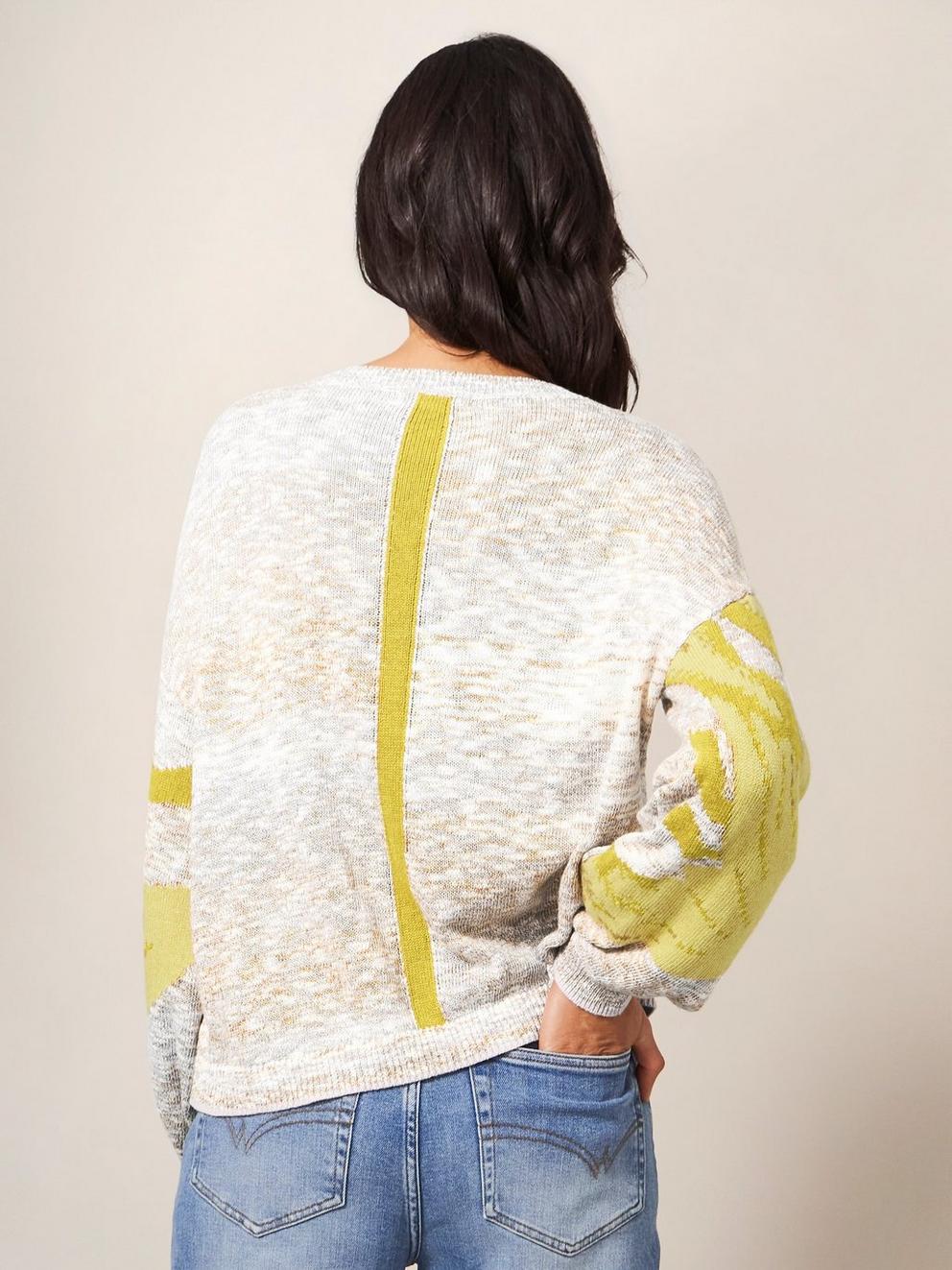 Ibis Intarsia Jumper in NAT MLT - MODEL BACK