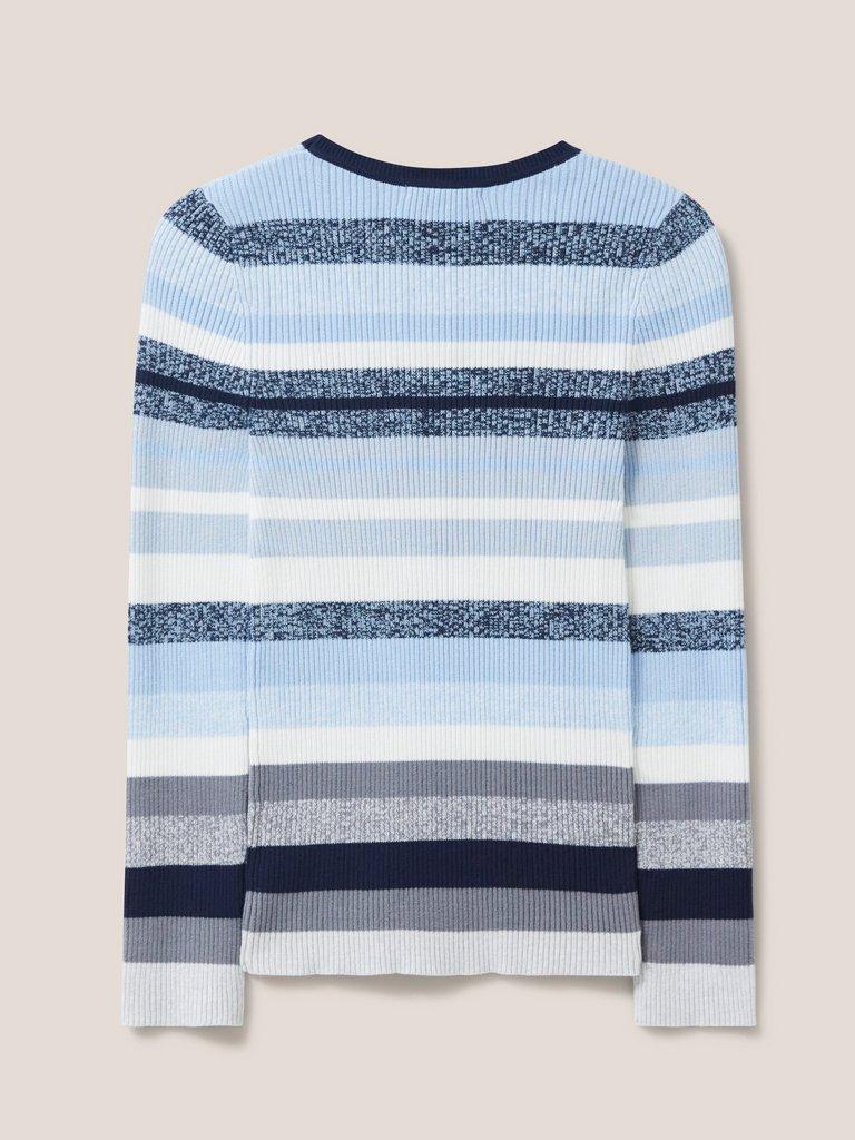 SKINNY RIBBED JUMPER in BLUE MLT - FLAT BACK