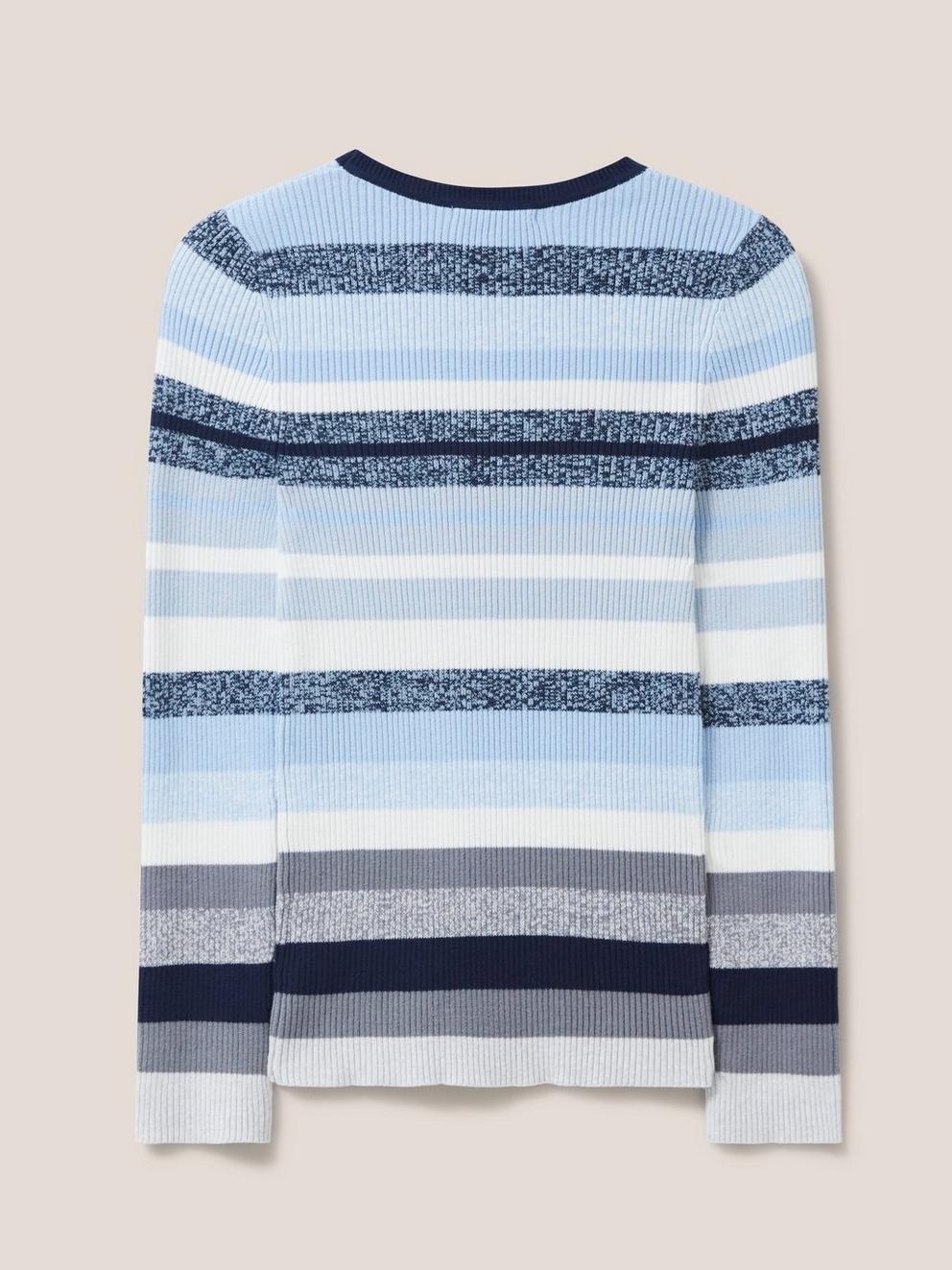 SKINNY RIBBED JUMPER in BLUE MLT - FLAT BACK