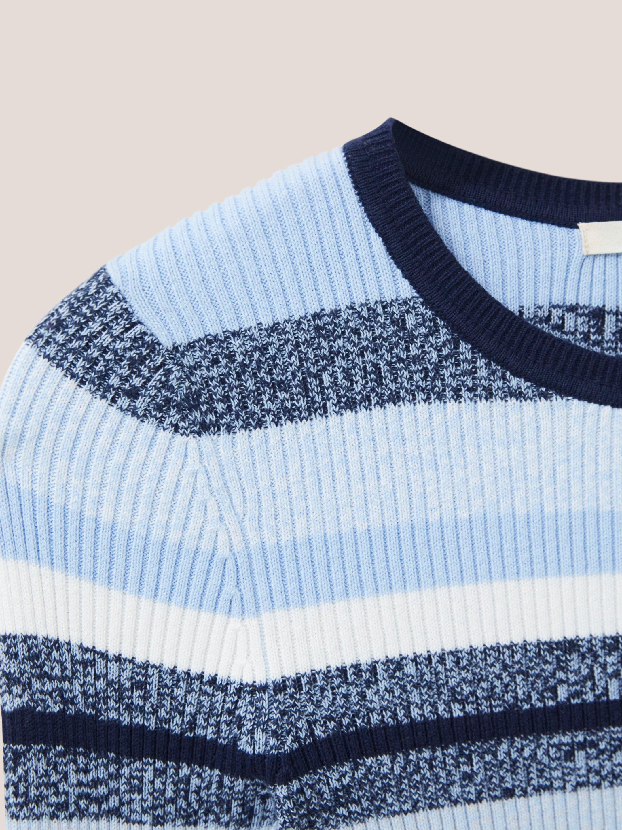 SKINNY RIB JUMPER in BLUE MLT - FLAT DETAIL