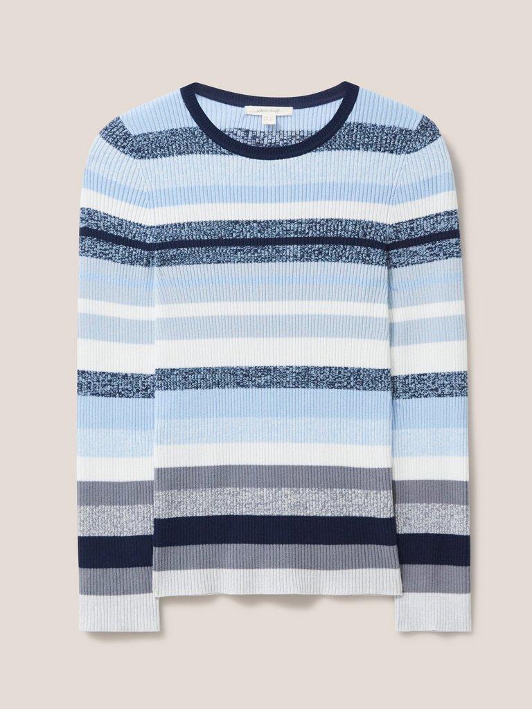 SKINNY RIBBED JUMPER in BLUE MLT - FLAT FRONT