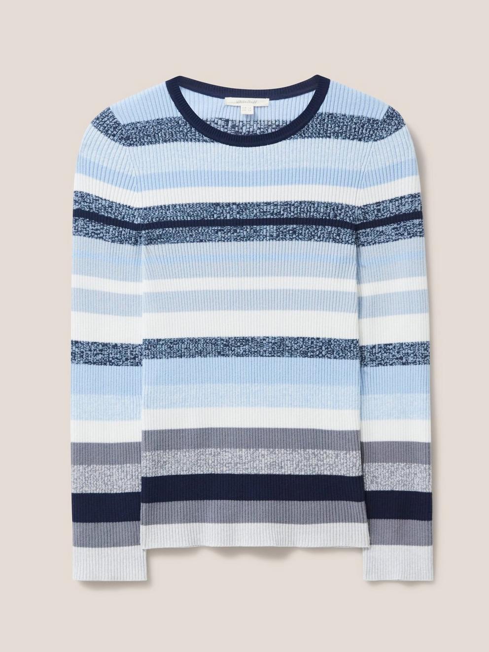 SKINNY RIBBED JUMPER in BLUE MLT - FLAT FRONT