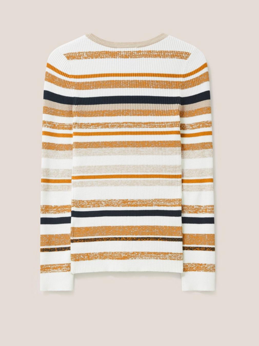 SKINNY RIBBED JUMPER in NAT MLT - FLAT BACK