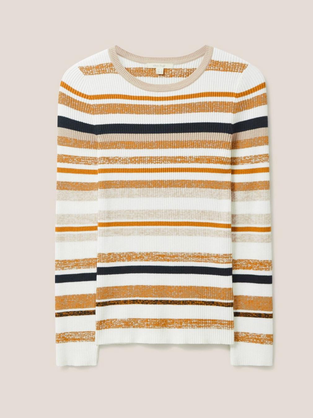 SKINNY RIBBED JUMPER in NAT MLT - FLAT FRONT