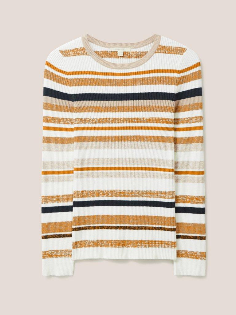 SKINNY RIBBED JUMPER in NAT MLT - FLAT FRONT