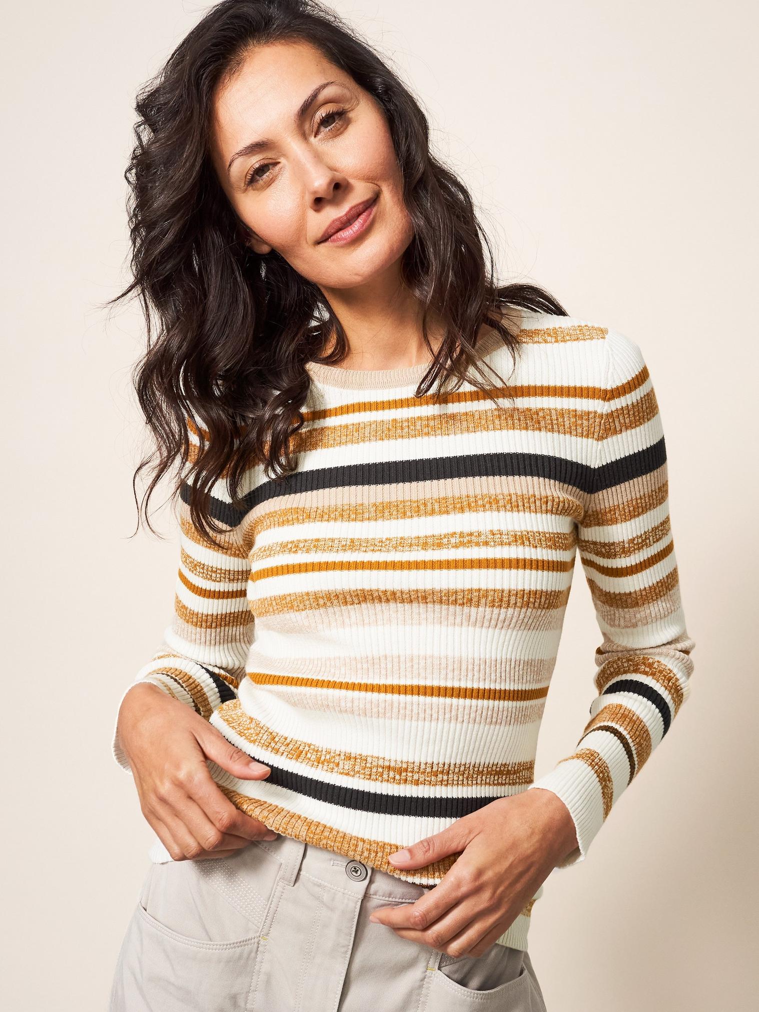 SKINNY RIBBED JUMPER in NATURAL MULTI | White Stuff