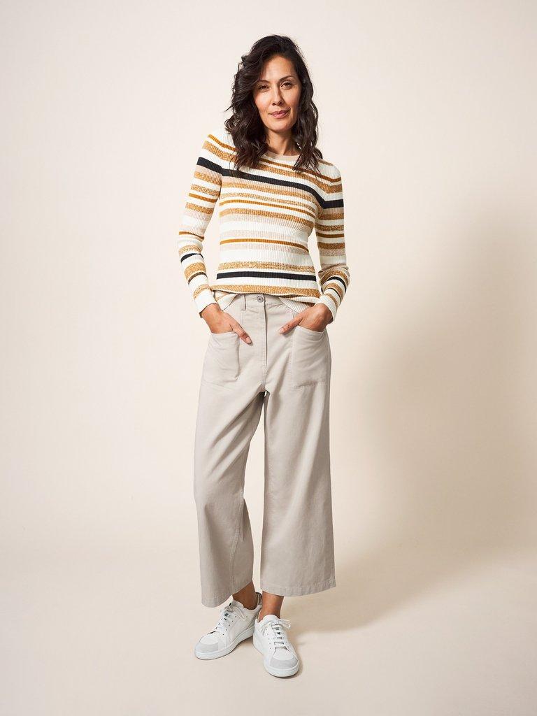 SKINNY RIBBED JUMPER in NAT MLT - MODEL FRONT