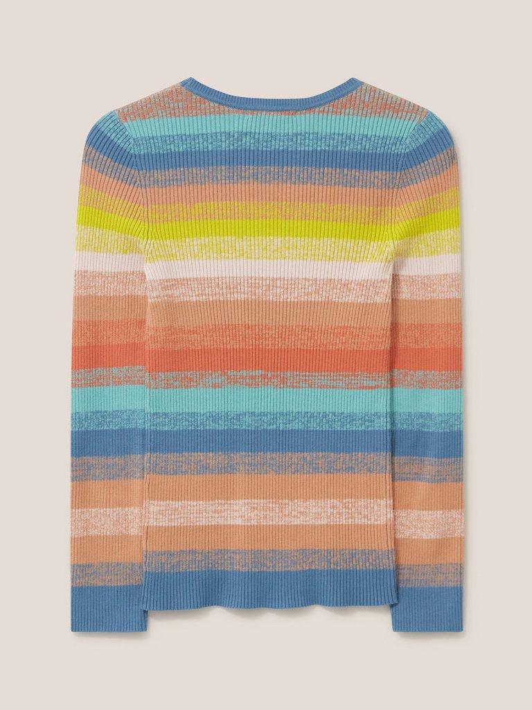 SKINNY RIBBED JUMPER in TEAL MLT - FLAT BACK