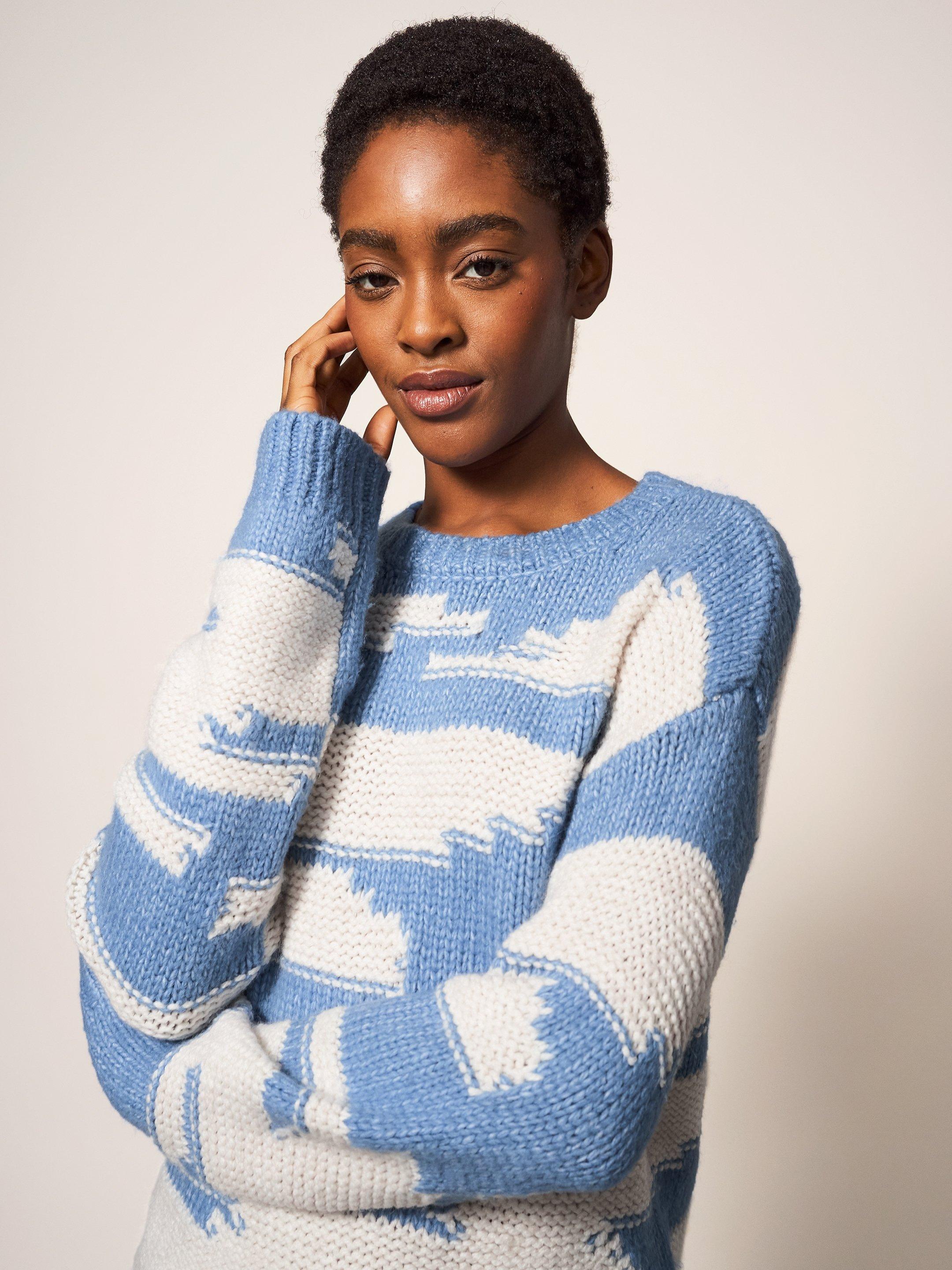 ★MAINBOOTH★Oceanwave Stripe Sweater(BLUE WHITE)★正規品 Knit Boxy Crewneck Sweater Ocean Stripe | The Webster
