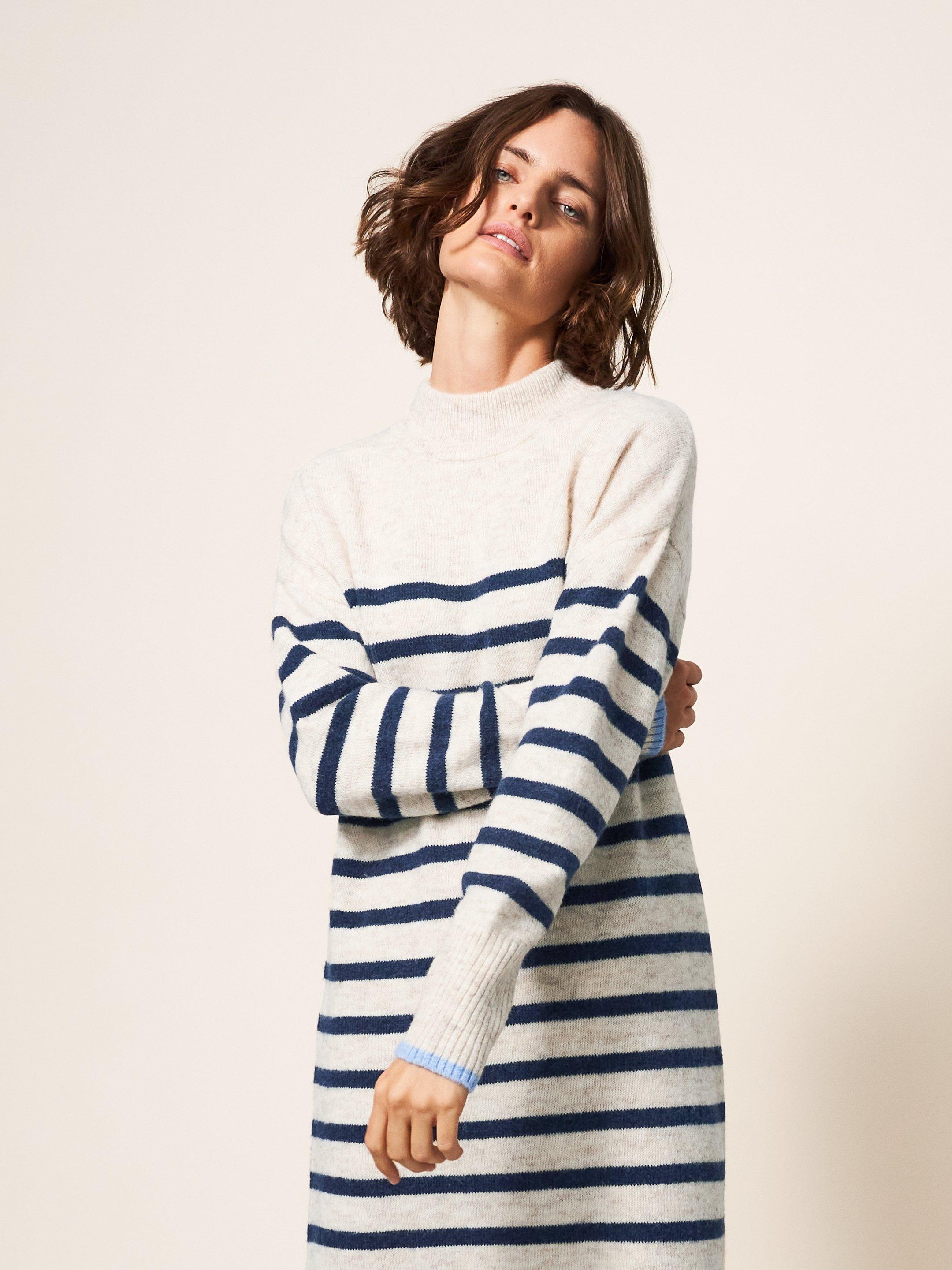 blue and white sweater dress English Factory