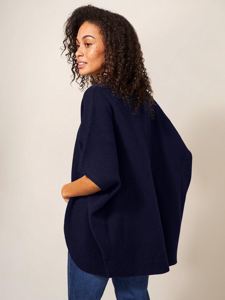 Cocoon Cardigan in DARK NAVY - MODEL BACK