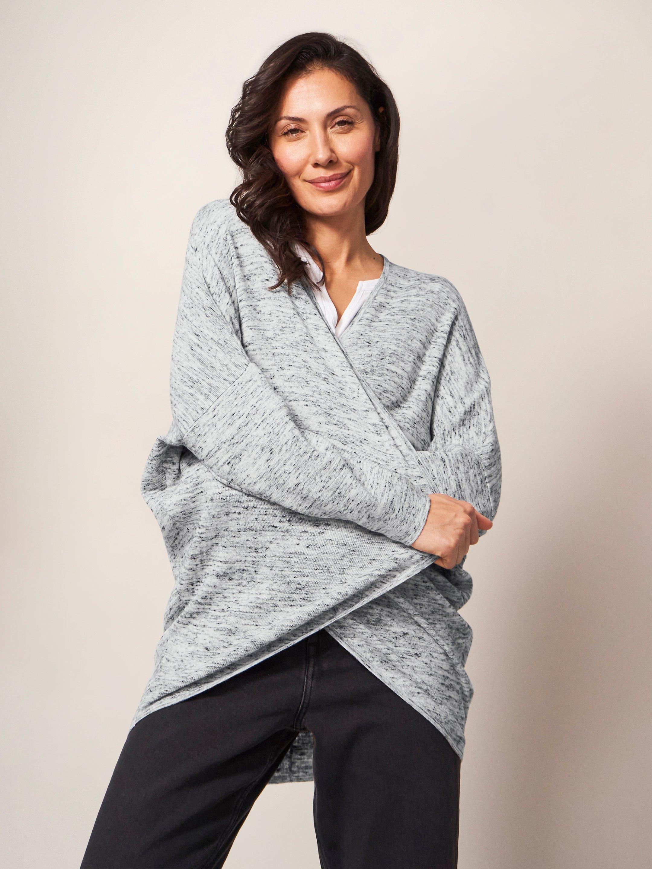 Cocoon Cardigan in MID GREY - LIFESTYLE