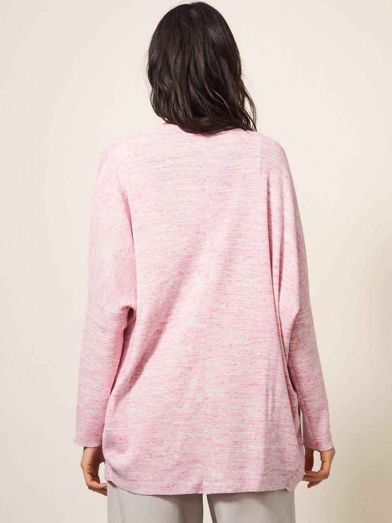 Cocoon Cardigan in MID PINK - MODEL BACK