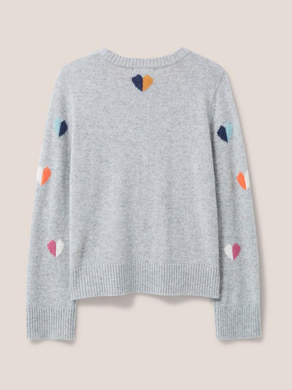 MULTI HEART JUMPER in GREY MLT - FLAT BACK