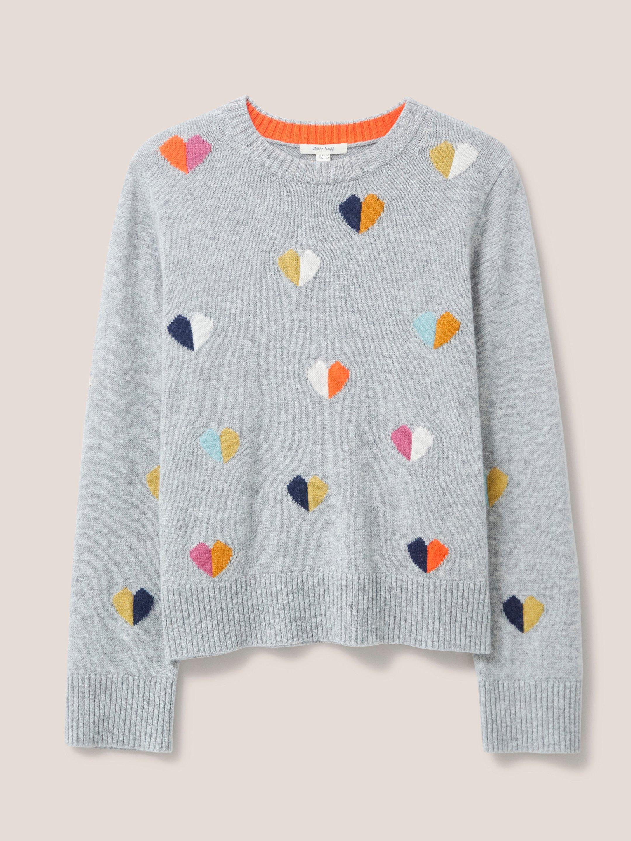 MULTI HEART JUMPER in GREY MULTI | White Stuff