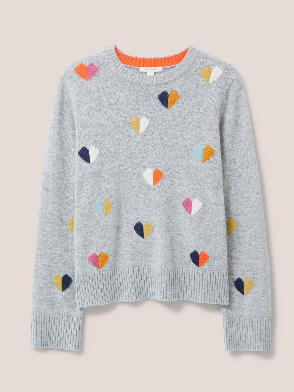 MULTI HEART JUMPER in GREY MLT - FLAT FRONT