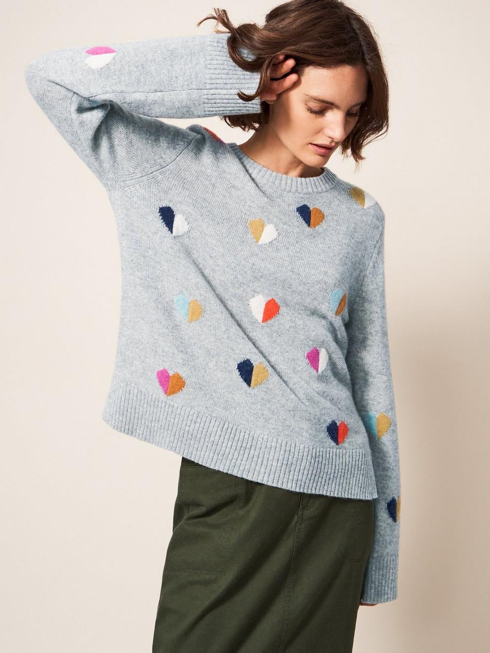 MULTI HEART JUMPER in GREY MLT - LIFESTYLE