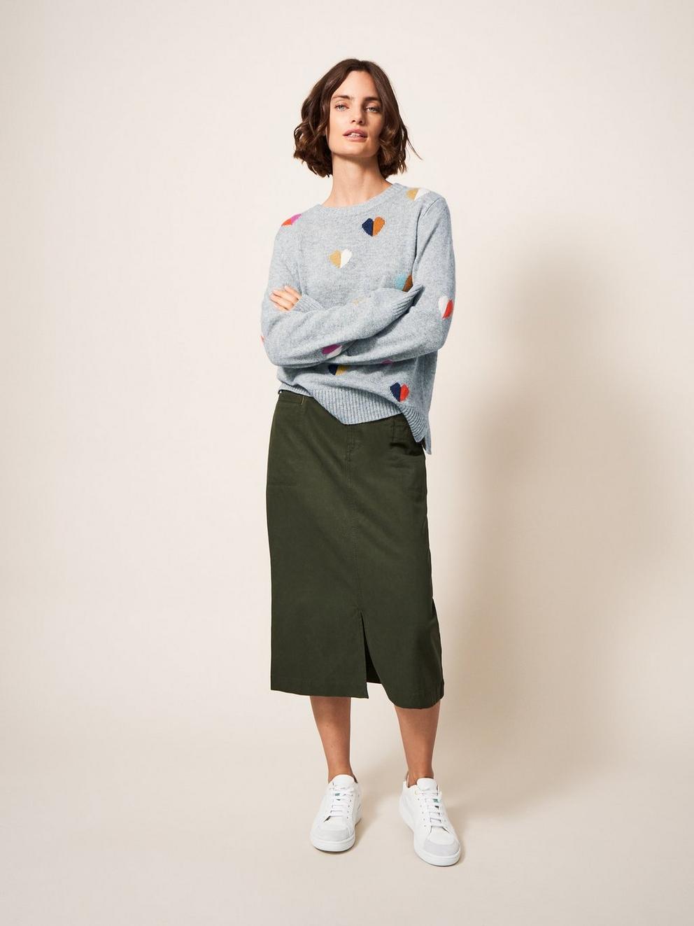MULTI HEART JUMPER in GREY MLT - MODEL FRONT