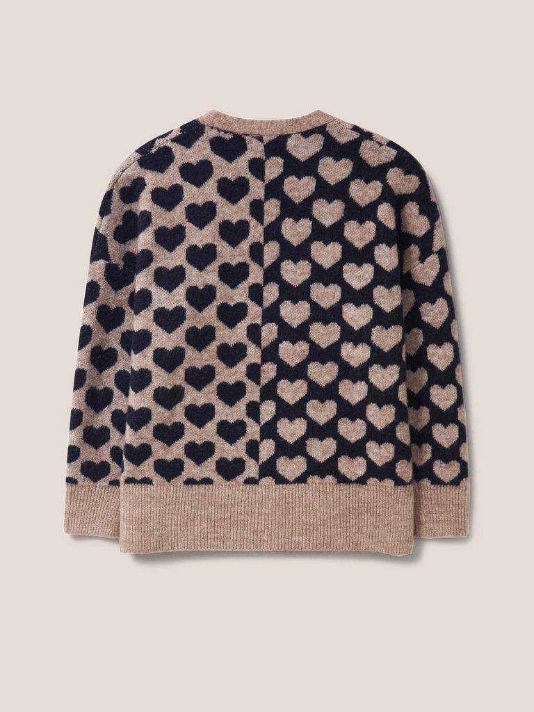 TONAL HEARTS CARDI in NAT MLT - FLAT BACK