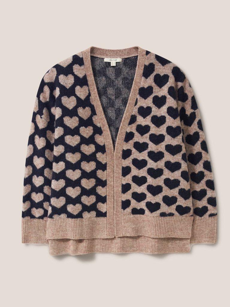 TONAL HEARTS CARDI in NAT MLT - FLAT FRONT