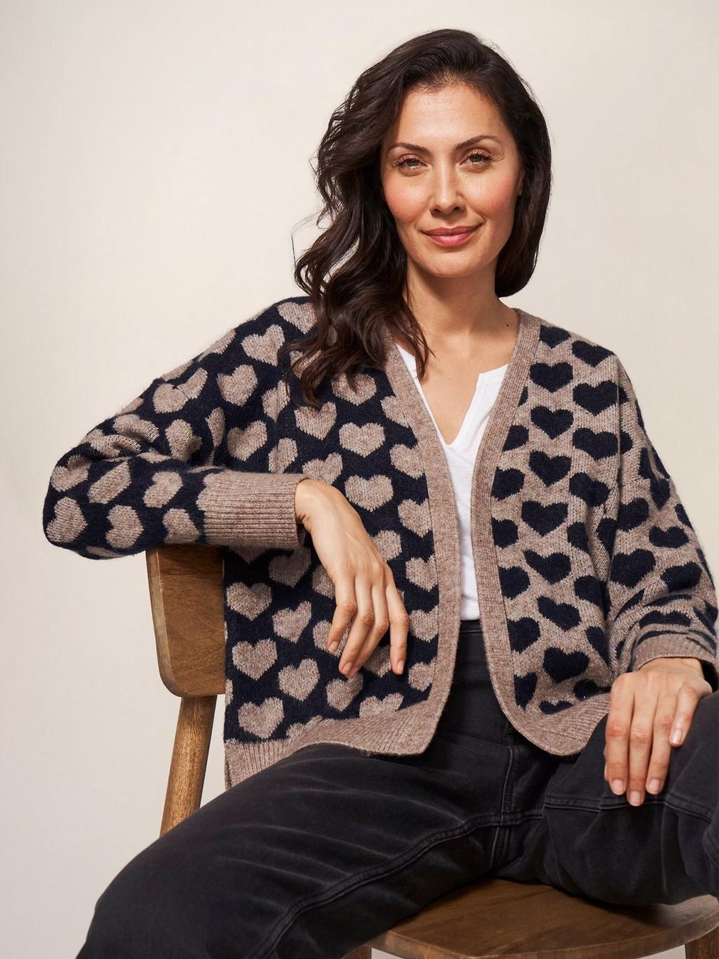 TONAL HEARTS CARDI in NAT MLT - LIFESTYLE