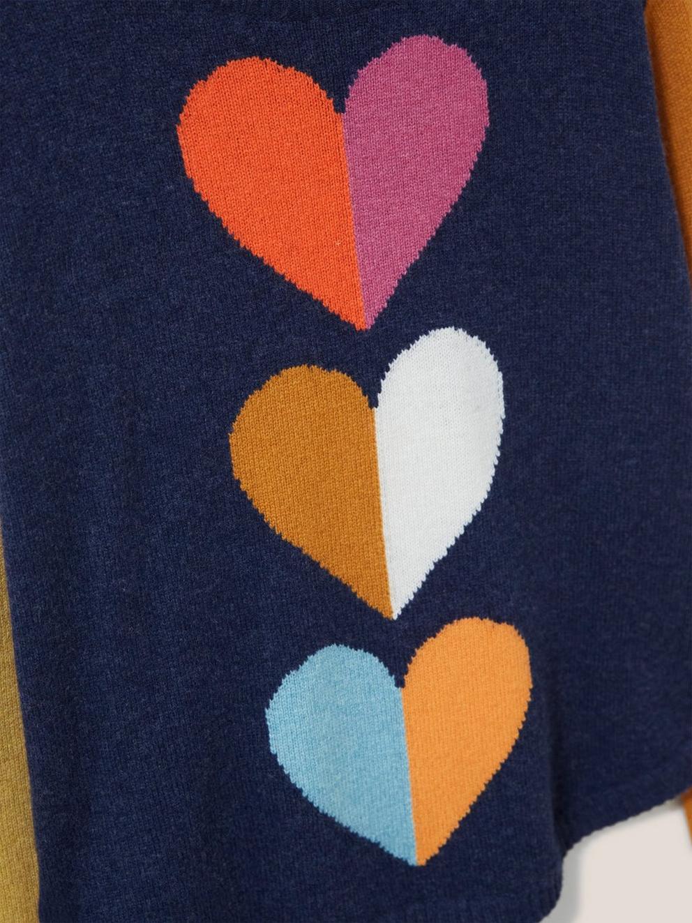 TRIPLE HEART JUMPER in NAVY MULTI - FLAT DETAIL