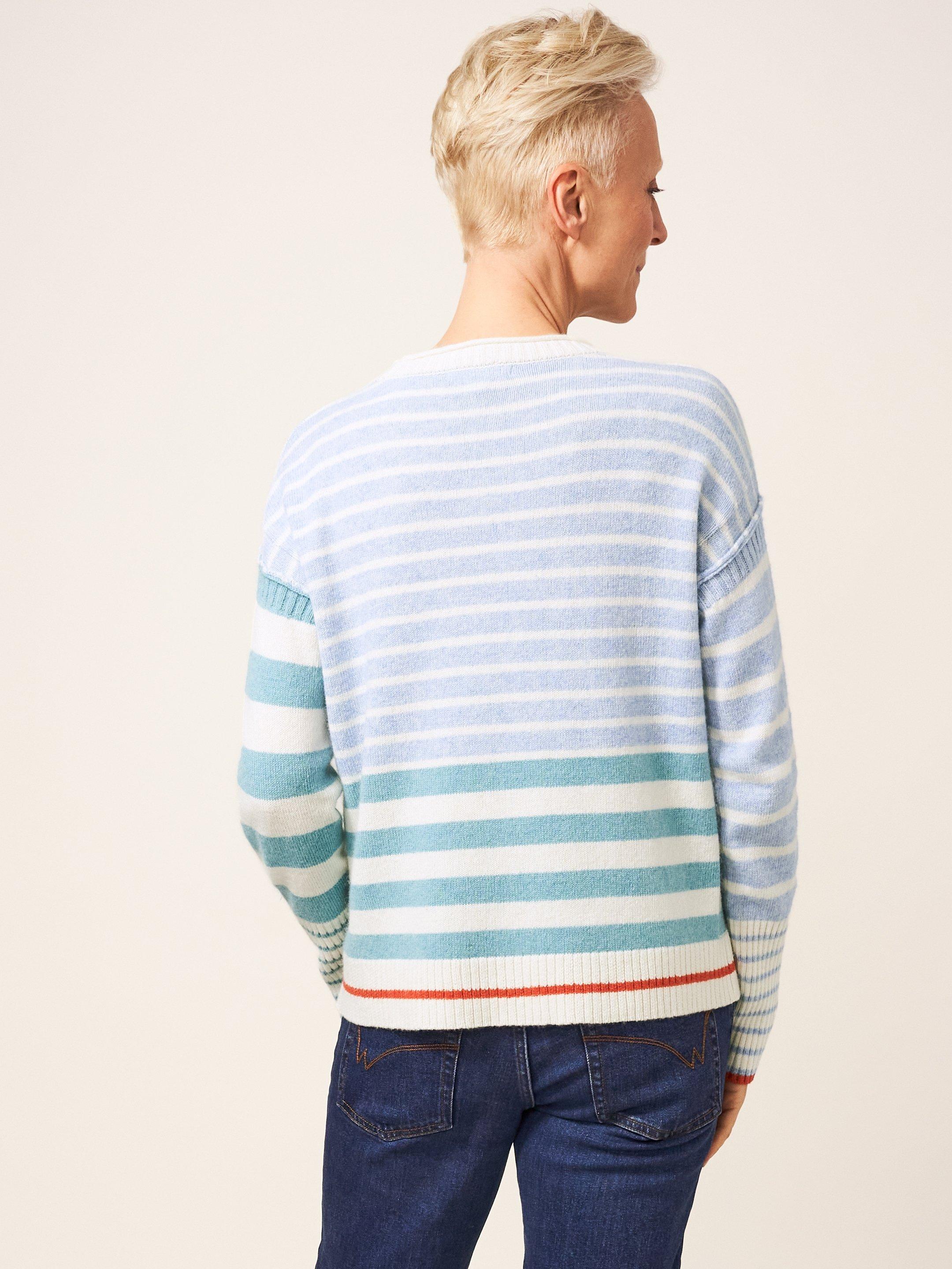 JEJU STRIPE JUMPER in BLUE MLT - MODEL BACK