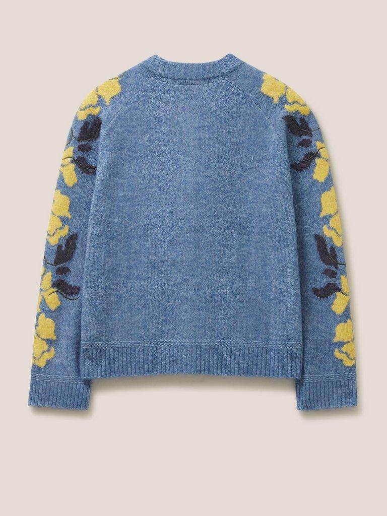 TRAILING FLORAL CARDI in MID TEAL - FLAT BACK