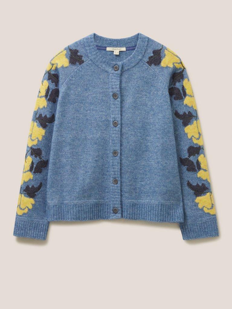 TRAILING FLORAL CARDI in MID TEAL - FLAT FRONT
