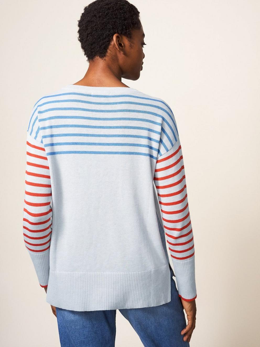 OLIVE JUMPER in GREY MLT - MODEL BACK