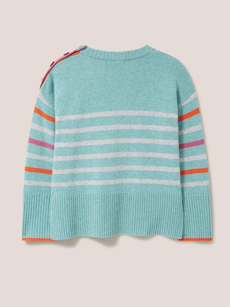 HEART AND STRIPE JUMPER in TEAL MLT - FLAT BACK