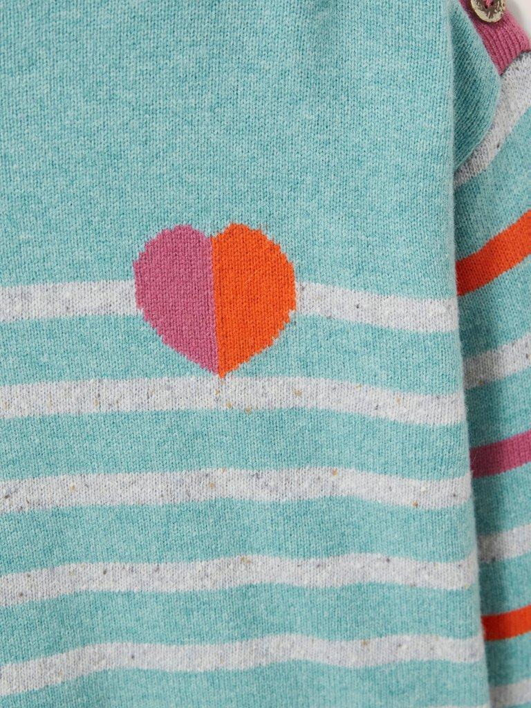 HEART AND STRIPE JUMPER in TEAL MLT - FLAT DETAIL