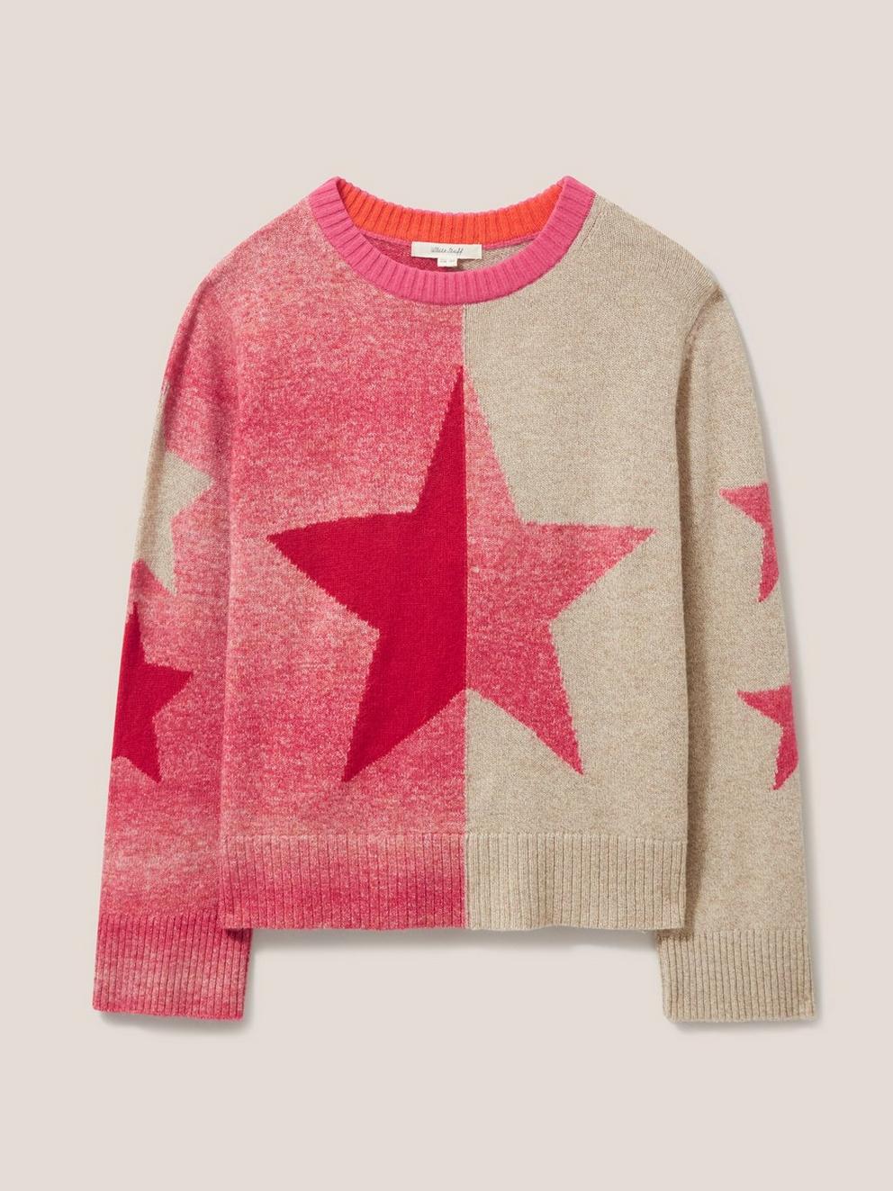 SPLIT STAR JUMPER in PINK MLT - FLAT FRONT