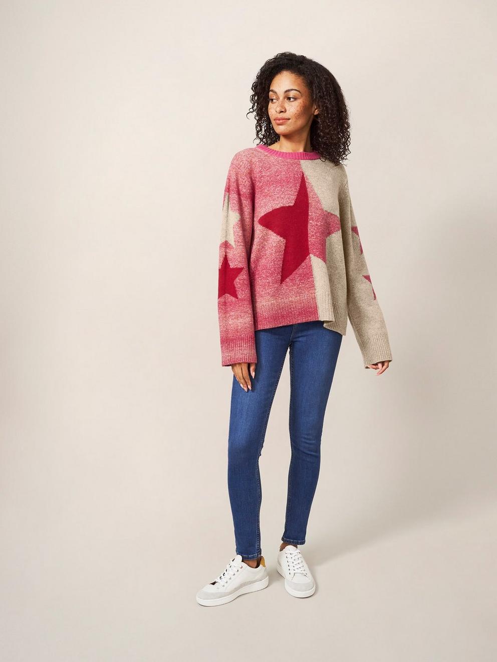 Pink sweater with white stars hotsell