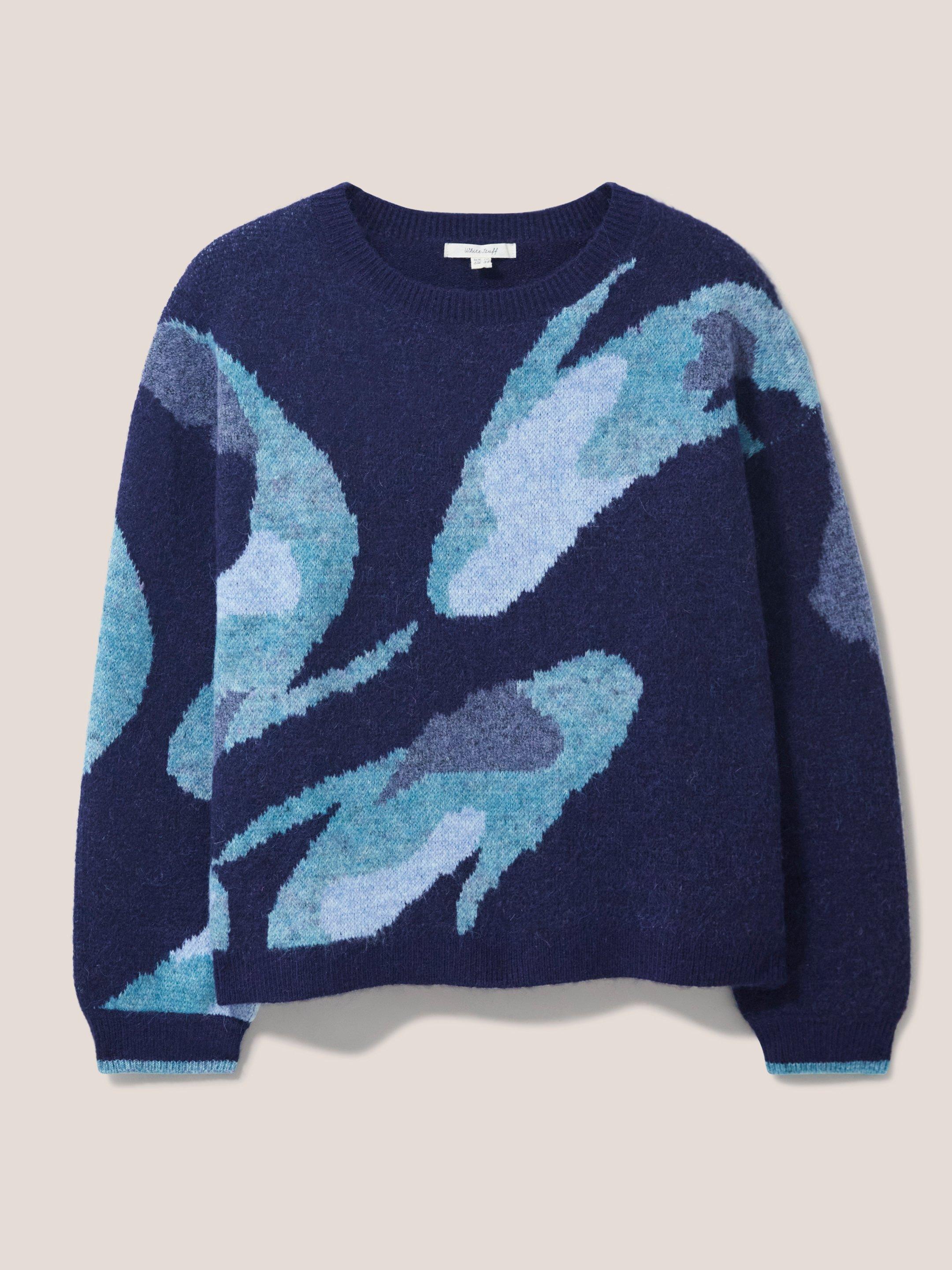 ABSTRACT KOI JUMPER in NAVY MULTI - FLAT FRONT